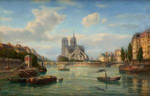 STEGMANN Franz 1831-1892,Vue de Notre-Dame de Paris depuis la Seine,1889,Horta BE 2021-11-15