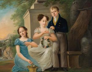 STEGMEYER Heinrich 1797-1819,Drei Geschwister im Park,1824,im Kinsky Auktionshaus AT 2023-11-28