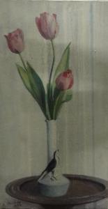 STEICHEN Joseph,Tulipes et vase à l'oiseau,1956,Aguttes FR 2013-01-10