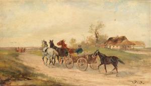 STEINACKER Alfred 1838-1914,Hungarian Horse and Cart off to Market,Palais Dorotheum AT 2017-03-08