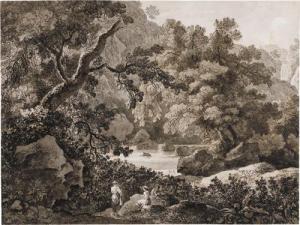STEINER Emanuel,Eine idyllische südliche Landschaft mit drei Fraue,1805,Galerie Bassenge 2018-11-30
