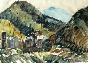 STEINERT Vida 1900-1900,Rural Landscape with Workers Huts,1950,International Art Centre 2008-08-07