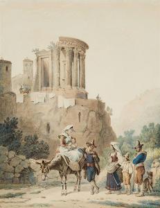 STEINGRÜBEL Joseph,Italian Peasants at the Temple of the Sybil in Tiv,1837,Lempertz 2018-05-16