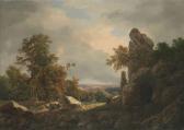 STEINKOPF Julius 1815-1892,Felsige Landschaft mit sinnendem Mönch,Ketterer DE 2012-11-23
