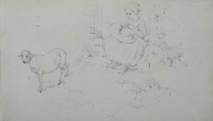 STEINLEN Marius 1826-1866,Paysages suisses, personnages et animaux,1855,Piguet CH 2008-12-10