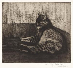 STEINLEN Théophile Christian 1779-1847,Chat dormant dans un coin,1902,Swann Galleries US 2023-03-23