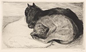 STEINLEN Théophile Christian 1779-1847,Deux Chats endormie,1914,Swann Galleries US 2023-03-23