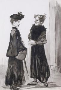 STEINLEN Theophile Alexandre 1859-1923,LA CONVERSATION DEVANT LA PORTE,Pillon FR 2010-06-20