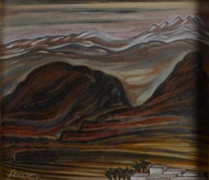 STENBERG Georgii Avgusto 1900-1933,Arab village beneath mountains,David Lay GB 2018-01-25