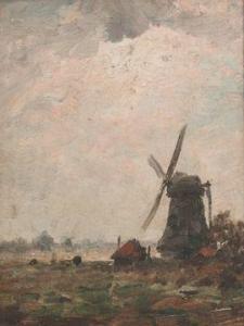 STENGELIN Alphonse 1852-1938,Paysage au moulin,Lucien FR 2021-11-26