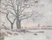 STENGELIN Alphonse 1852-1938,Paysage de neige au moulin,Marambat-Camper FR 2017-11-16