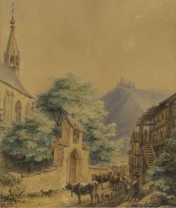 STEPHAN Leopold 1826-1890,Bäuerliches Idyll in einem Südtiroler Dorf,1846,Neumeister DE 2009-06-24