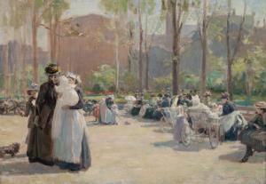 STEPHENS Alice Barber,A Spring Morning in the Park, Rittenhouse Square, ,1892,Hindman 2021-12-13
