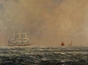 STEPHENS Roy 1915-1971,tall ships off the coast approaching the Medway,Burstow and Hewett 2007-06-27