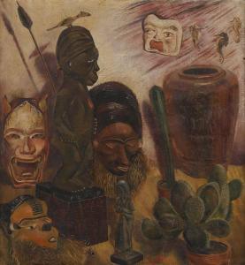 STEPPE Léa 1906,Composition aux objetsafricains,Horta BE 2011-02-21