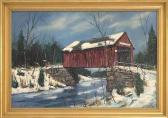 STEPULE Charles 1911-2006,Winter scene with a red covered bridge,Eldred's US 2014-07-17