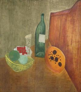 STERENBERG David Petrovich,Still Life with Wine Bottle, Glass and Fruit,Shapiro Auctions 2020-03-21