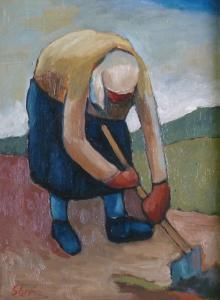 STERIO CONSTANTIN,````Woman Hoeing, Rhodes````,1981,Capes Dunn GB 2013-10-15