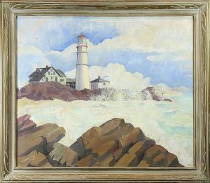 STERN Alexander 1904-1994,Crashing Waves by a Lighthouse,1940,Clars Auction Gallery US 2015-03-21