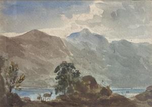 STEUART John James 1779-1849,Scotland Mountain Lake with Deer,Theodore Bruce AU 2020-03-28