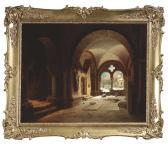 STEUERWALDT Willem 1815-1871,Medieval cloister with outlook to a wintry churchy,Nagel DE 2007-09-19