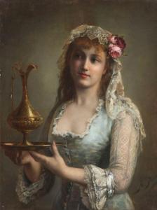 STEVENS Agapit 1849-1917,Portrait of a young girl with jug,Bernaerts BE 2019-03-18