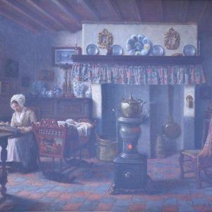 STEVENS Jean Daniel 1800-1800,Lace maker in interior,1904,Amberes BE 2022-10-03