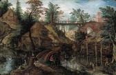 STEVENS Pieter II,A wooded river landscape with fishermen by cottage,1598,Christie's 2001-01-26