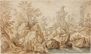 STEVENS Pieter II 1567-1624,Rugged river landscape with a ruined castle,Sotheby's GB 2024-01-31