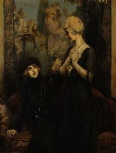STEVENS William Dodge 1870-1942,Interior with two women dresses in black, one ,1922,Bruun Rasmussen 2020-04-27