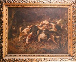 STEWART Charles Edward 1890-1930,study of hounds surrounding prey,Dawson's Auctioneers GB 2021-05-27