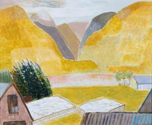 STEWART Helen Mary 1900-1983,Stable and Woolshed,1970,Webb's NZ 2022-09-18