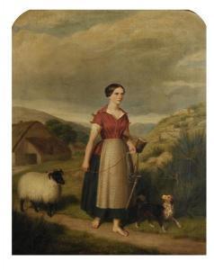 STEWART J.A. 1800-1800,A Landscape with a Farm Girl Leading a Sheep,John Nicholson GB 2017-05-31