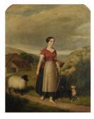 STEWART J.A 1800-1800,A Landscape with a Farm Girl Leading a Sheep,John Nicholson GB 2017-05-31