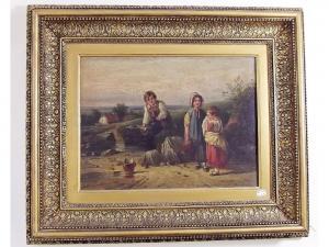 STEWART Joseph 1859-1929,Three Victorian children collecting water wit,Smiths of Newent Auctioneers 2015-07-24
