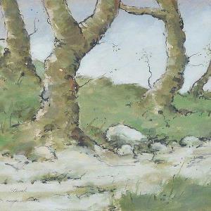 STEWART L 1900-1900,TREES BY THE PATH,Ross's Auctioneers and values IE 2017-02-01