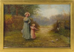 STEWART Malcolm 1829-1916,Mother and daughter on a country path,Eldred's US 2016-09-01