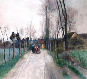STEWART WOOD Emmie 1888-1910,French rural scene with woman and cow on a tree,Moore Allen & Innocent 2009-10-23