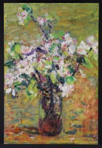 STEYN Wim 1914-1980,till life depicting a glass jar of blossom,Wilkinson's Auctioneers GB 2015-09-27