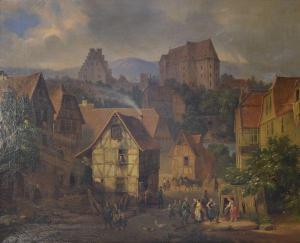 STIEGEL Eduard 1818-1879,A town scene with figures,1849,Clevedon Salerooms GB 2018-11-22