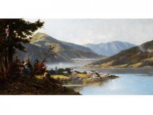 STIELER von Eugen,BLICK ÜBER DEN TEGERNSEE MIT GRASBERG,RICHTUNG KRE,1877,Hampel 2010-03-23