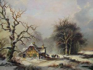 STIENEN Heinz 1918,b. - Winter wooded river landscape with travellers,Rosebery's GB 2006-04-11