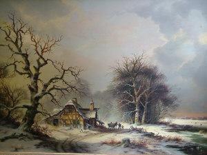 STIENEN Heinz 1918,b. - Winter wooded river landscape with travellers,Rosebery's GB 2006-05-09