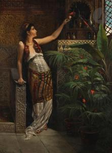 STIEPEVICH Vincent G 1841-1910,Jeune femme orientale nourrissant un perroquet,Ader FR 2024-03-26