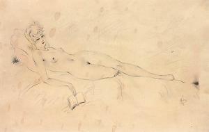 STIKA Jaroslav 1906-1940,Reclining female nude wiht a book,Meissner Neumann CZ 2009-05-30