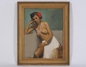 STILLANO Alexander,A seated semi nude woman with red flower in her ha,Kamelot Auctions 2015-11-19