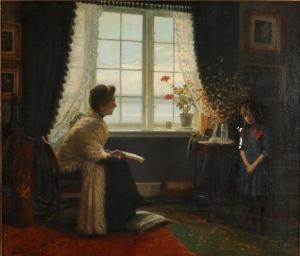 STILLING Carl,Interior with a woman and a little girl by a windo,1910,Bruun Rasmussen 2020-11-30