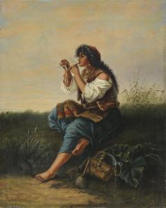 STIMMING Pauline 1836,Junge Zigeunerin mit Pfeife,1876,Zeller DE 2021-03-25