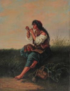 STIMMING Pauline 1836,Pfeife rauchende Zigeunerin am Wegrain,1876,Zeller DE 2012-12-06