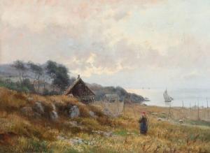 STJERNSTEDT Sophie Louise 1845-1927,A view of a Swedish coast with fishermans cotta,Bruun Rasmussen 2021-01-25